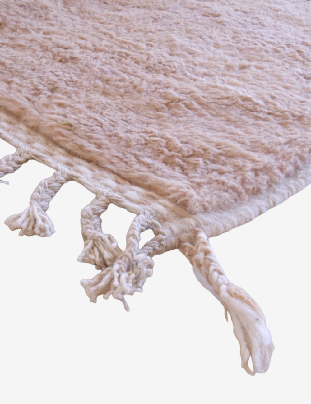 Custom Peach and White Moroccan Rug Handmade Abstract Wool Rug