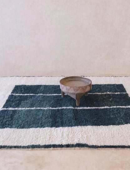 Contemporary Moroccan Teal Blue Rug 8.5 x 6.5 ft / 260 x 200 cm - Surcoma