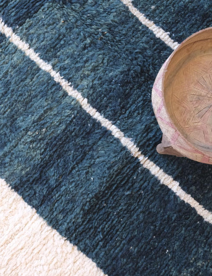 Contemporary Moroccan Teal Blue Rug 8.5 x 6.5 ft / 260 x 200 cm - Surcoma