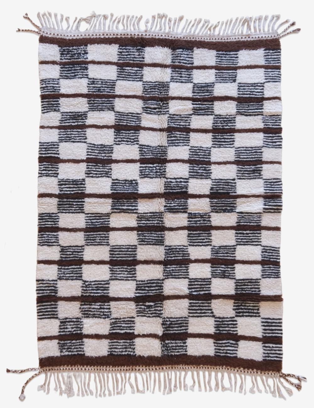 Neutral Checkered Moroccan Rug - Forma 108