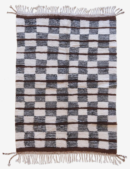 Neutral Checkered Moroccan Rug - Forma 108