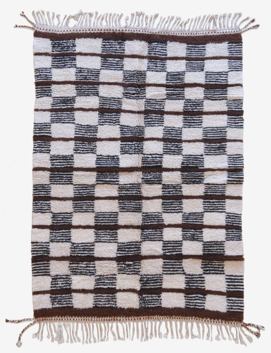 Neutral Checkered Moroccan Rug - Forma 108