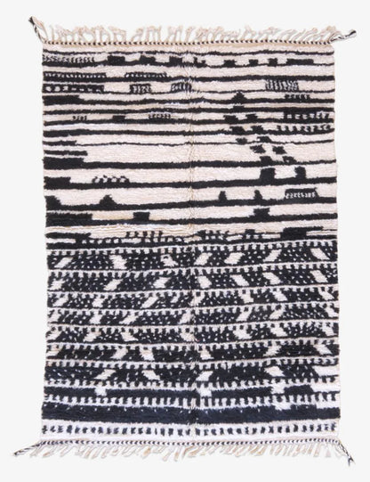 Moroccan Black and White Abstract Rug 8.8 x 6.04 ft / 267 x 184 cm - Surcoma
