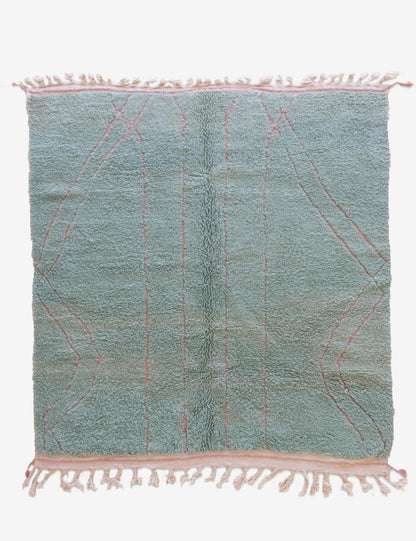 Moroccan Mint Green Wool Rug 7.9 x 6.8 ft / 242 x 210 cm - Surcoma