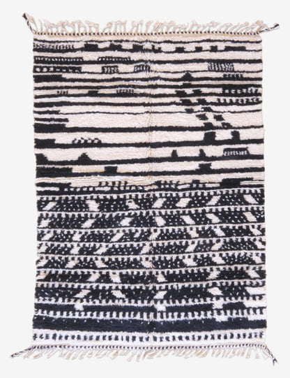 Black and Ivory Moroccan Rug - Echoes Of Love 66