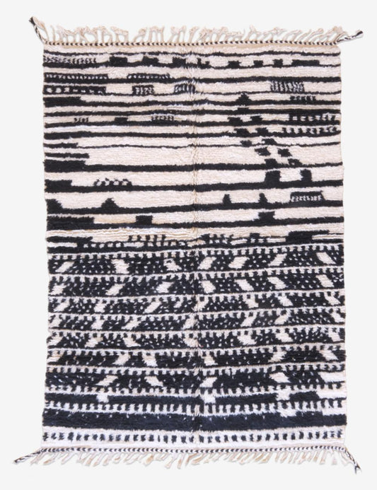 Black and Ivory Moroccan Rug - Echoes Of Love 66