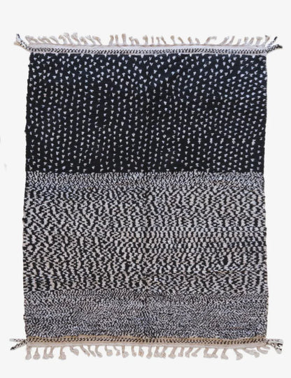 Black Polka Dots Moroccan Wool Rug 9.6 x 7.5 ft / 294 x 230 cm - Surcoma