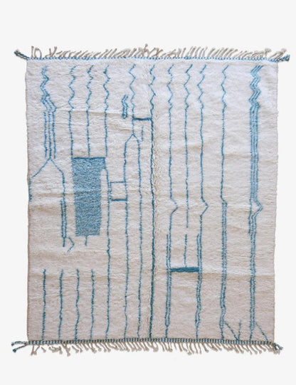Moroccan Baby Blue Wool Rug 9.2 x 7 ft / 280 x 214 cm - Surcoma