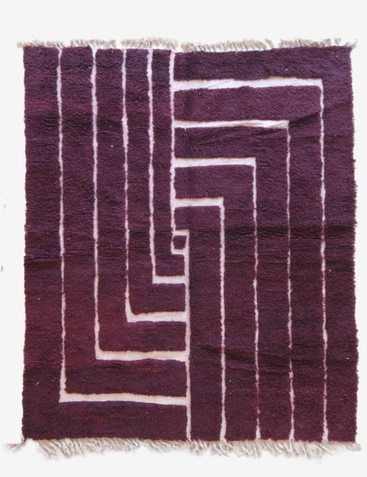 Deep Burgundy Moroccan Wool Rug 9.3 x 7.5 ft / 284 x 231 cm - Surcoma