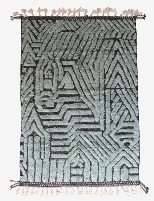 Custom Green Moroccan Wool Rug - Forma 27