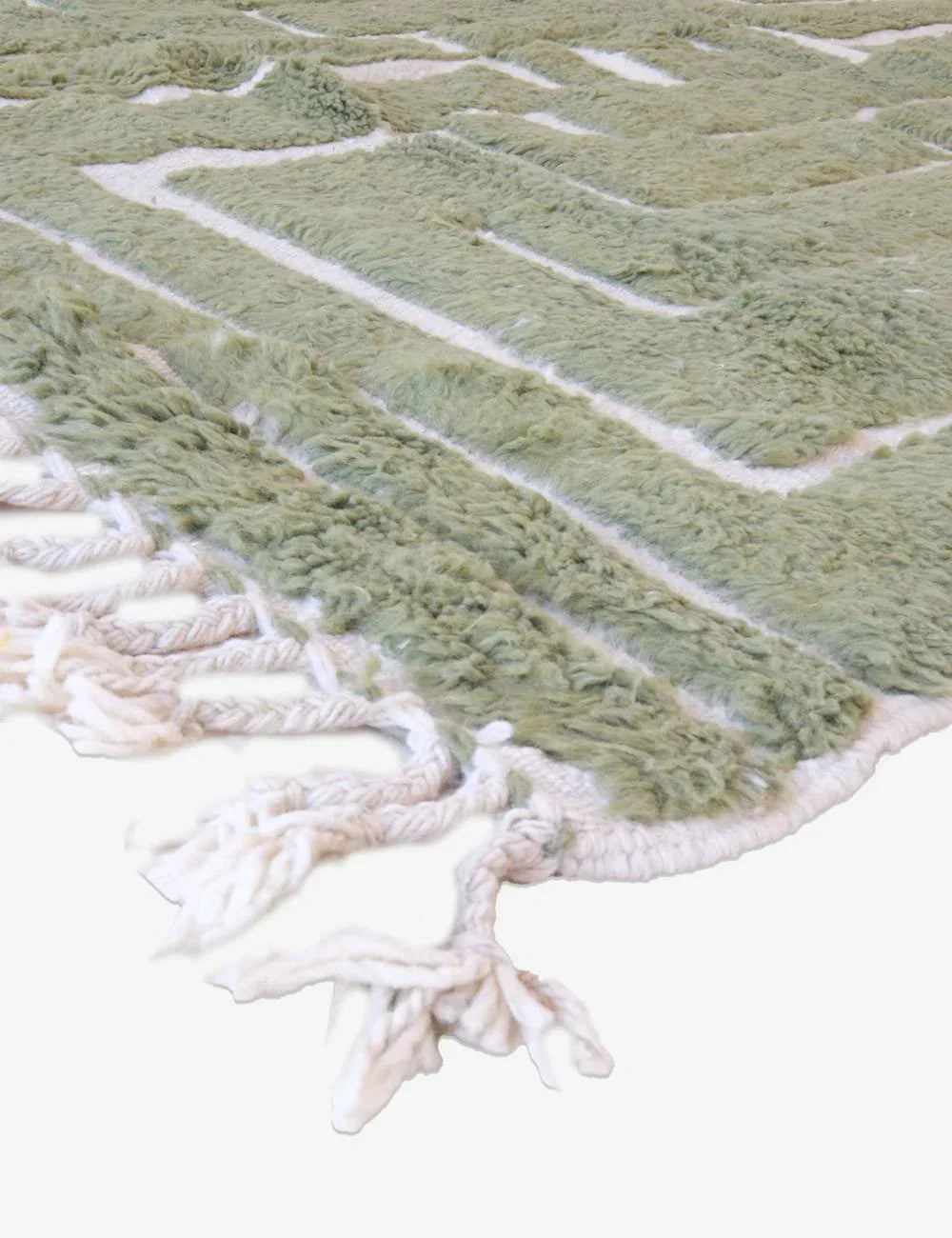 Green Contemporary Moroccan Wool Rug 9.5 x 6.6 ft / 289 x 203 cm - Surcoma