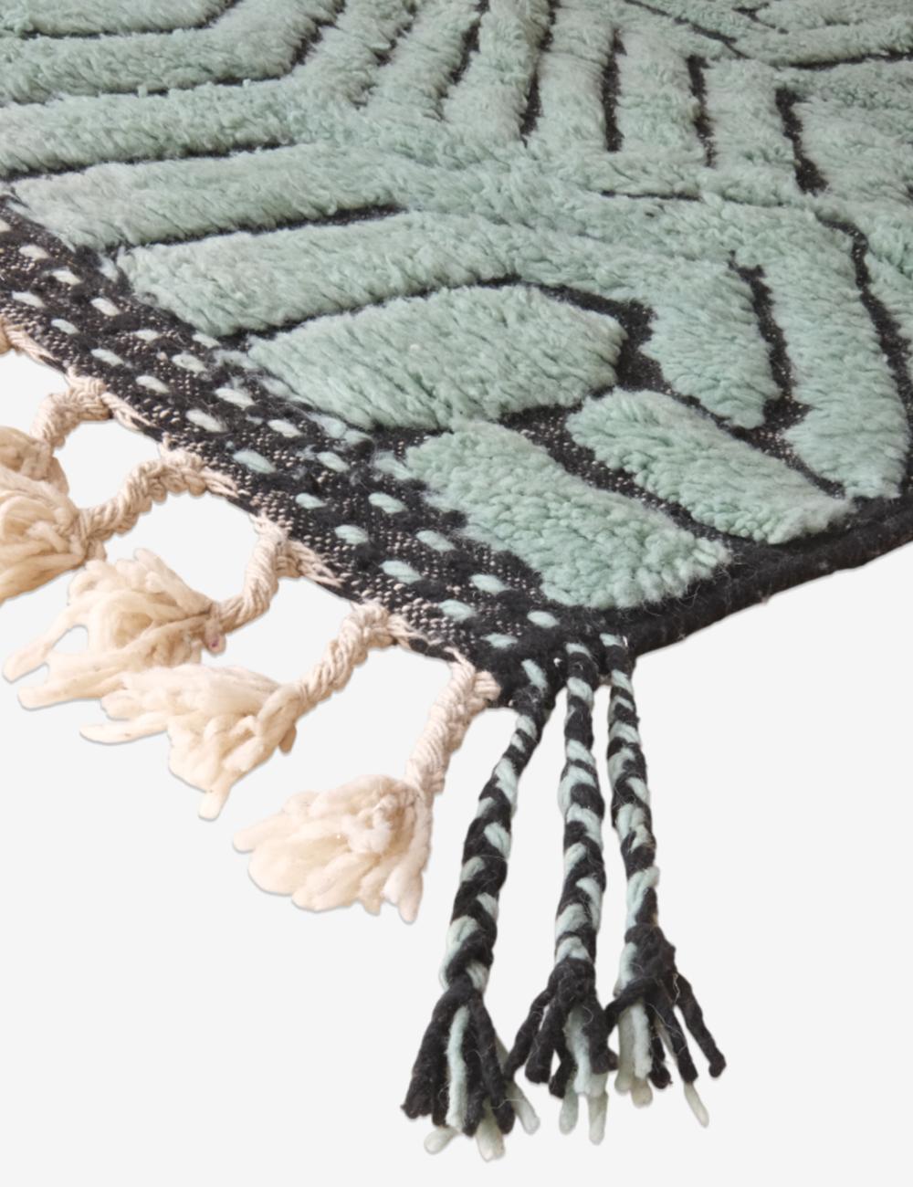 Custom Green Moroccan Wool Rug - Forma 27