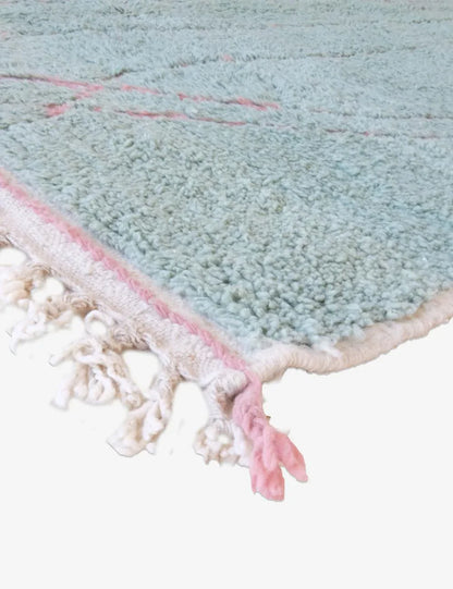 Moroccan Mint Green Wool Rug 7.9 x 6.8 ft / 242 x 210 cm - Surcoma