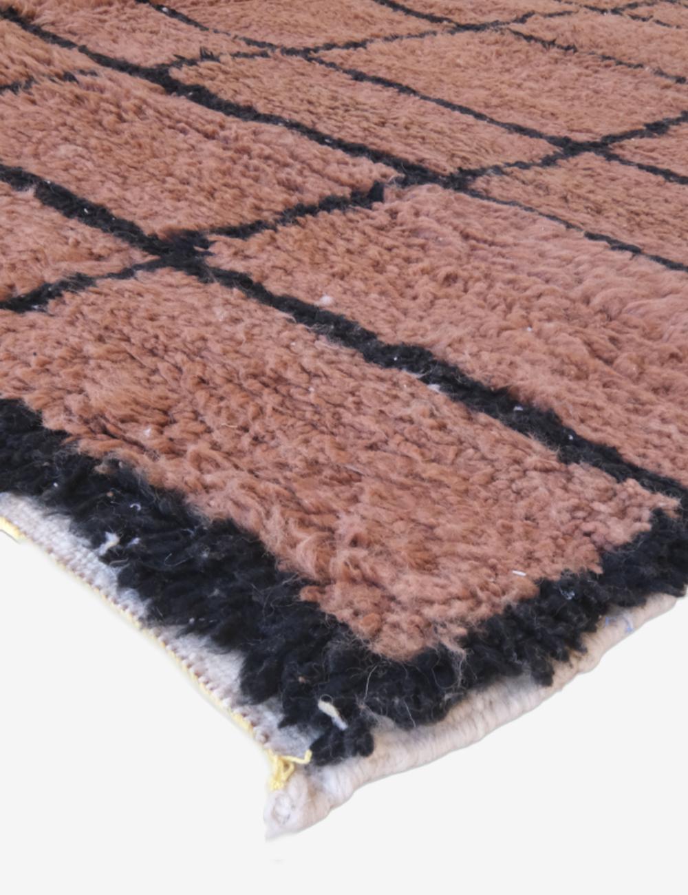 Moroccan Custom Brown Grid Wool Rug - Forma 56