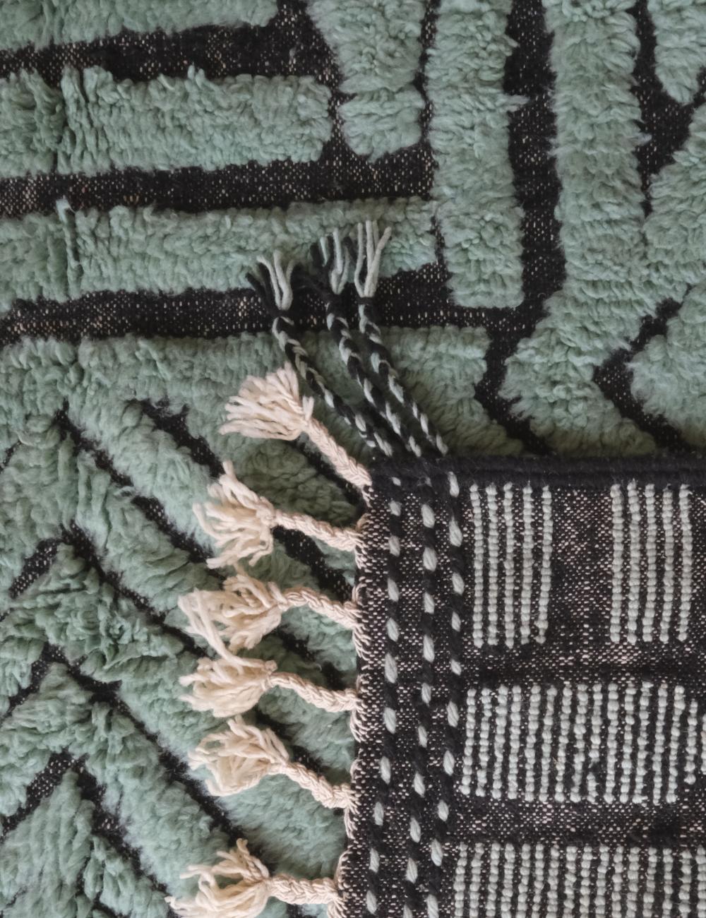 Custom Green Moroccan Wool Rug - Forma 27