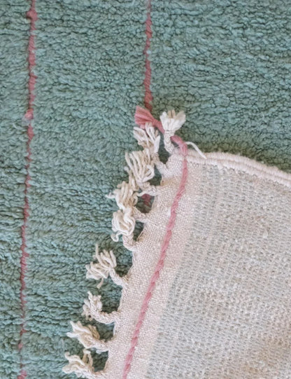 Moroccan Mint Green Wool Rug 7.9 x 6.8 ft / 242 x 210 cm - Surcoma
