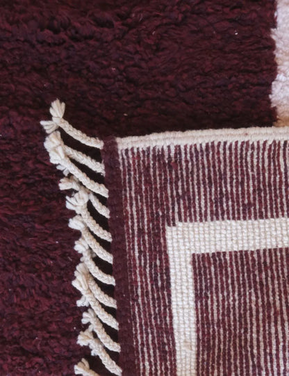 Burgundy Moroccan Wool Rug 10 x 8.4 ft / 306 x 257 cm - Surcoma