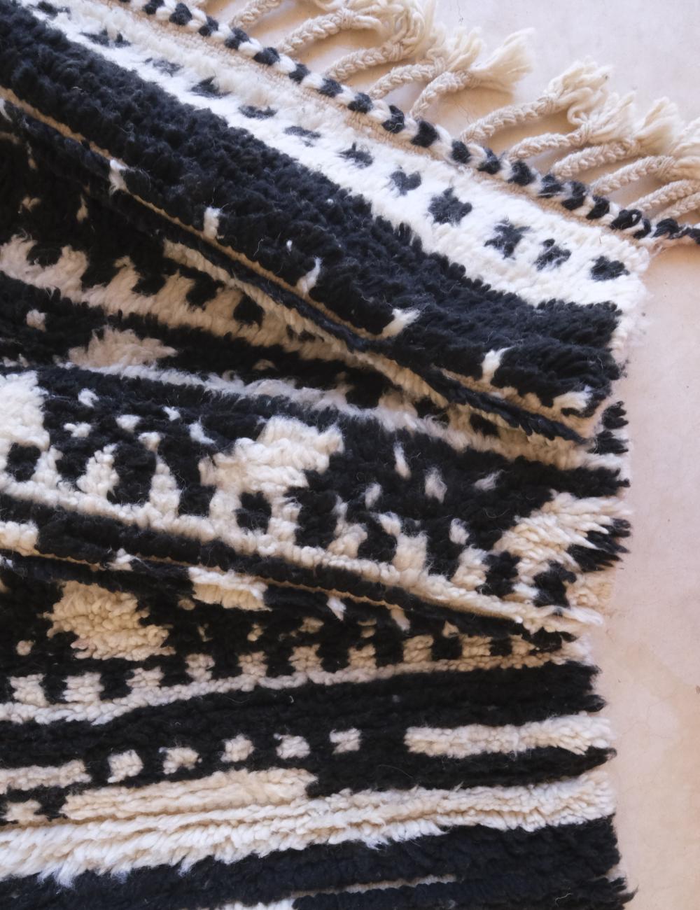 Black and Ivory Moroccan Rug - Echoes Of Love 66