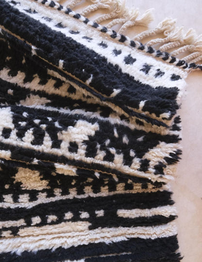 Black and Ivory Moroccan Rug - Echoes Of Love 66