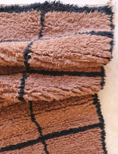 Moroccan Custom Brown Grid Wool Rug - Forma 56