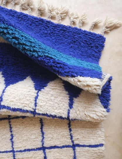 Contemporary Moroccan Blue Rug 8.7 x 5.9 ft / 264 x 180 cm - Surcoma