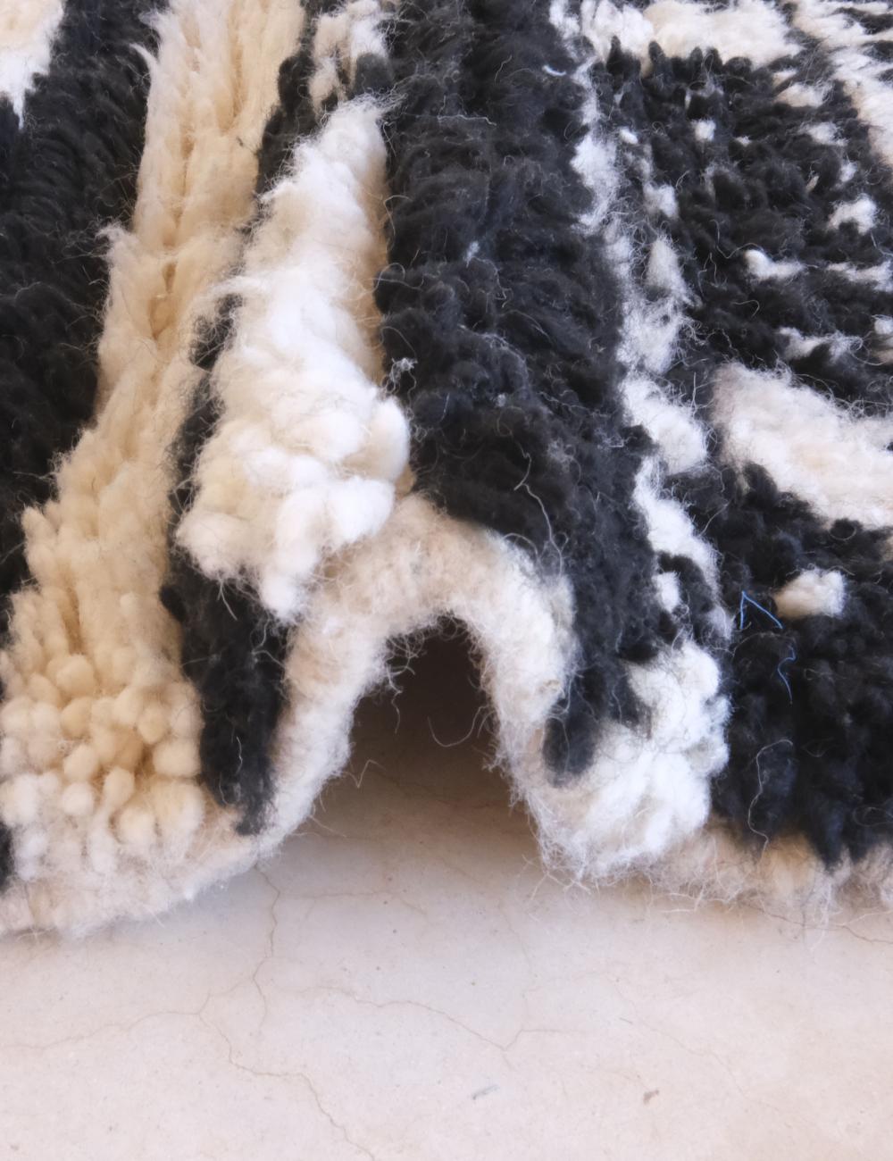 Black and Ivory Moroccan Rug - Echoes Of Love 66