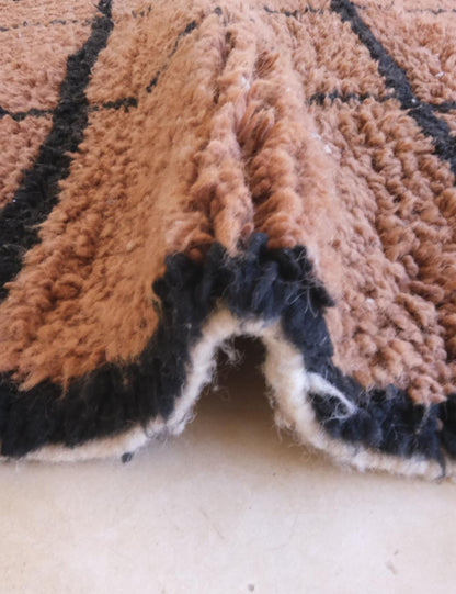 Moroccan Custom Brown Grid Wool Rug - Forma 56