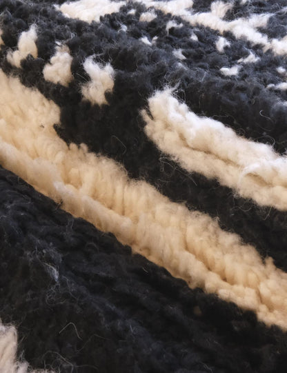 Black and Ivory Moroccan Rug - Echoes Of Love 66
