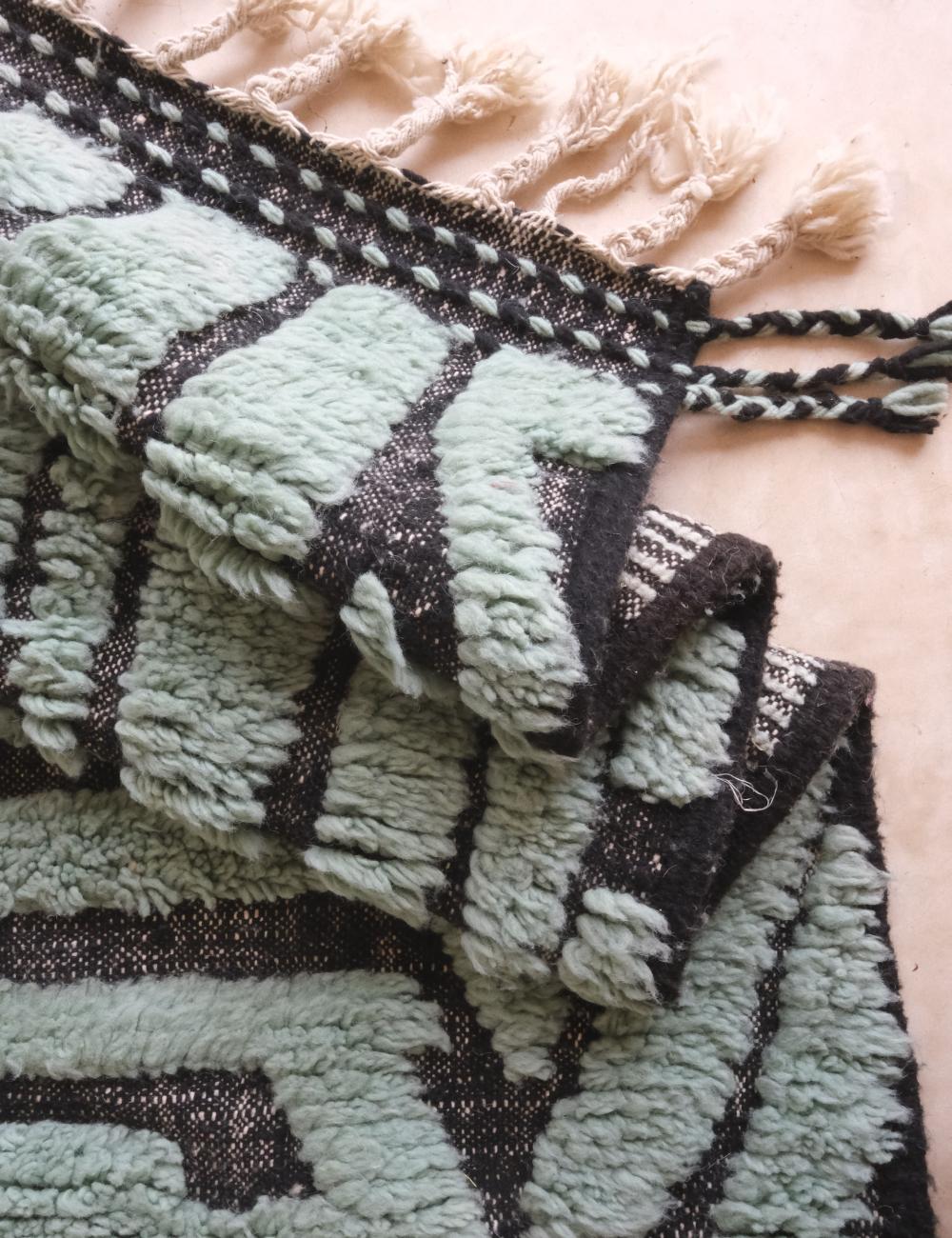 Custom Green Moroccan Wool Rug - Forma 27