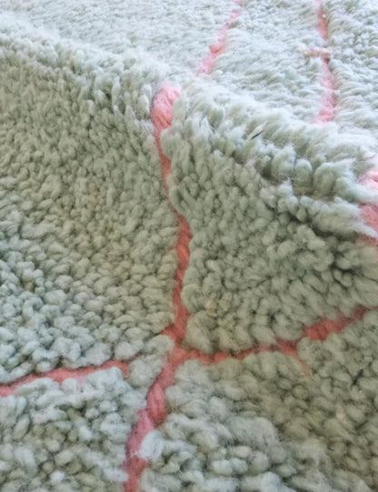 Moroccan Mint Green Wool Rug 7.9 x 6.8 ft / 242 x 210 cm - Surcoma