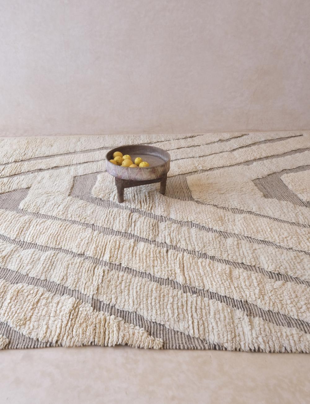 Custom Ivory Moroccan Textured Rug - Forma 23