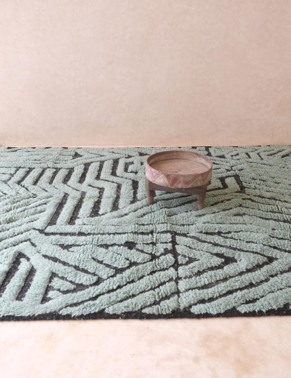Custom Green Moroccan Wool Rug - Forma 27