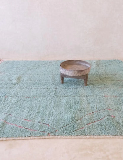 Moroccan Mint Green Wool Rug 7.9 x 6.8 ft / 242 x 210 cm - Surcoma