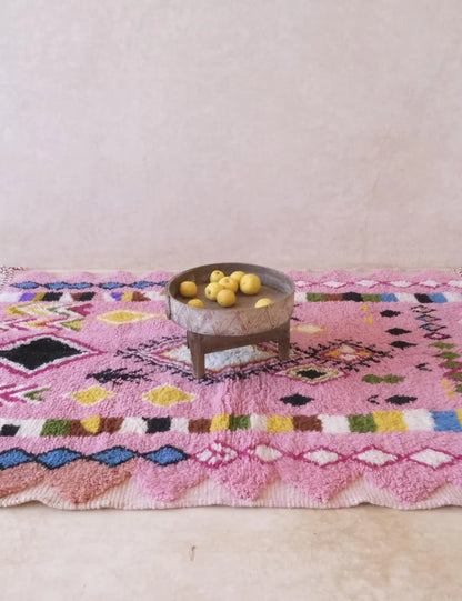 Moroccan Pink Berber Wool Rug 6.8 x 5.2 ft / 206 x 160 cm - Surcoma