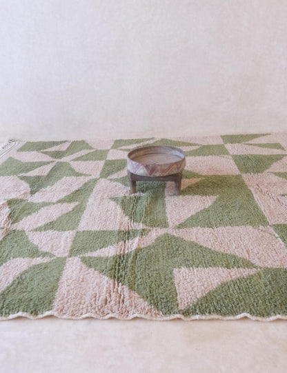Custom Green Geometric Moroccan Rug - Forma 70