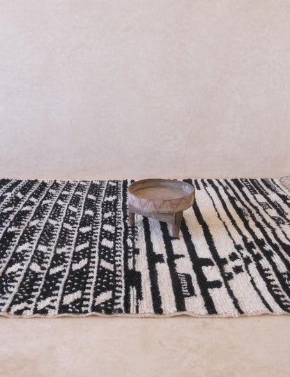 Black and Ivory Moroccan Rug - Echoes Of Love 66