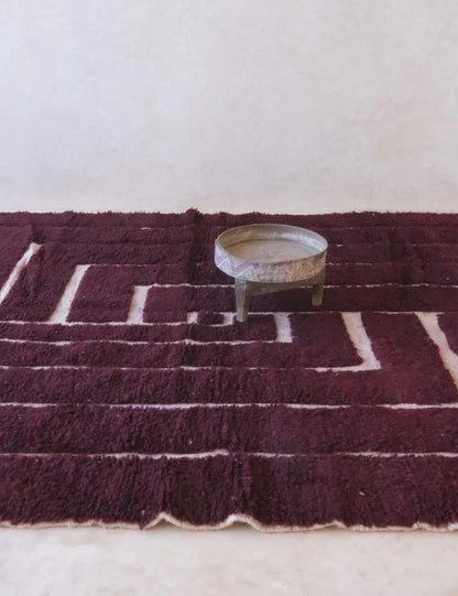Deep Burgundy Moroccan Wool Rug 9.3 x 7.5 ft / 284 x 231 cm - Surcoma