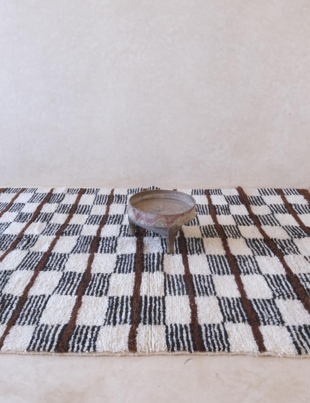 Neutral Checkered Moroccan Rug - Forma 108