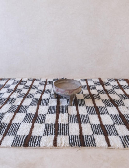 Neutral Checkered Moroccan Rug - Forma 108