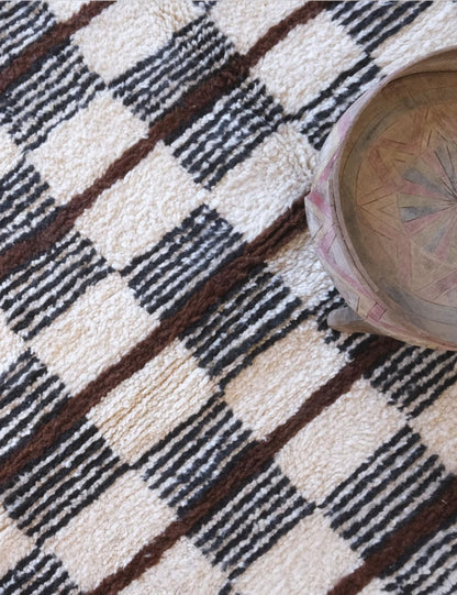Neutral Checkered Moroccan Rug - Forma 108