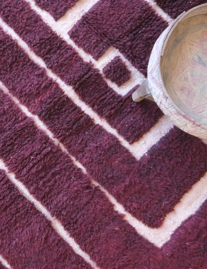 Deep Burgundy Moroccan Wool Rug 9.3 x 7.5 ft / 284 x 231 cm - Surcoma