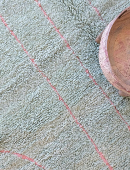 Moroccan Mint Green Wool Rug 7.9 x 6.8 ft / 242 x 210 cm - Surcoma