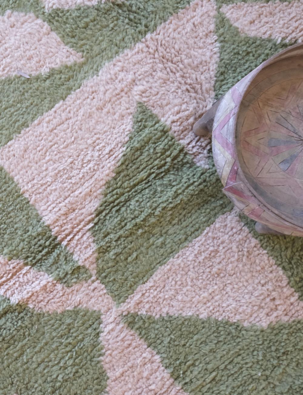 Custom Green Geometric Moroccan Rug - Forma 70
