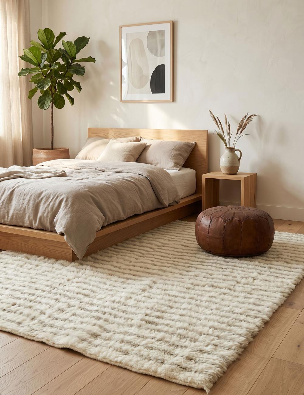 Custom Handmade Minimalist Berber Wool Carpet - Forma 87