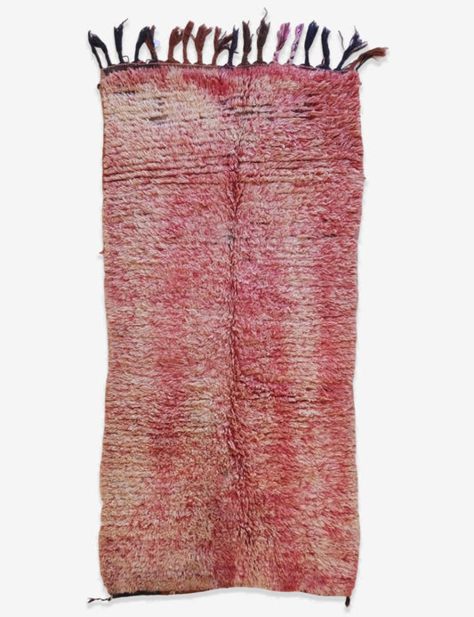 Faded Pink Solid Moroccan Rug 8.4 x 4.1 ft / 257 x 126 cm