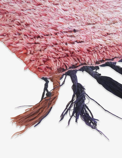 Faded Pink Solid Moroccan Rug 8.4 x 4.1 ft / 257 x 126 cm - Surcoma