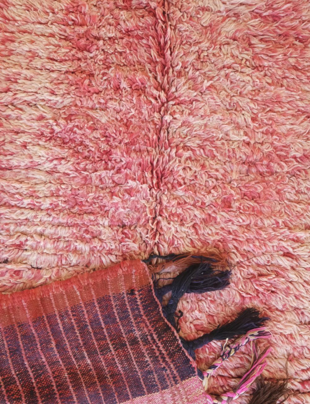 Faded Pink Solid Moroccan Rug 8.4 x 4.1 ft / 257 x 126 cm