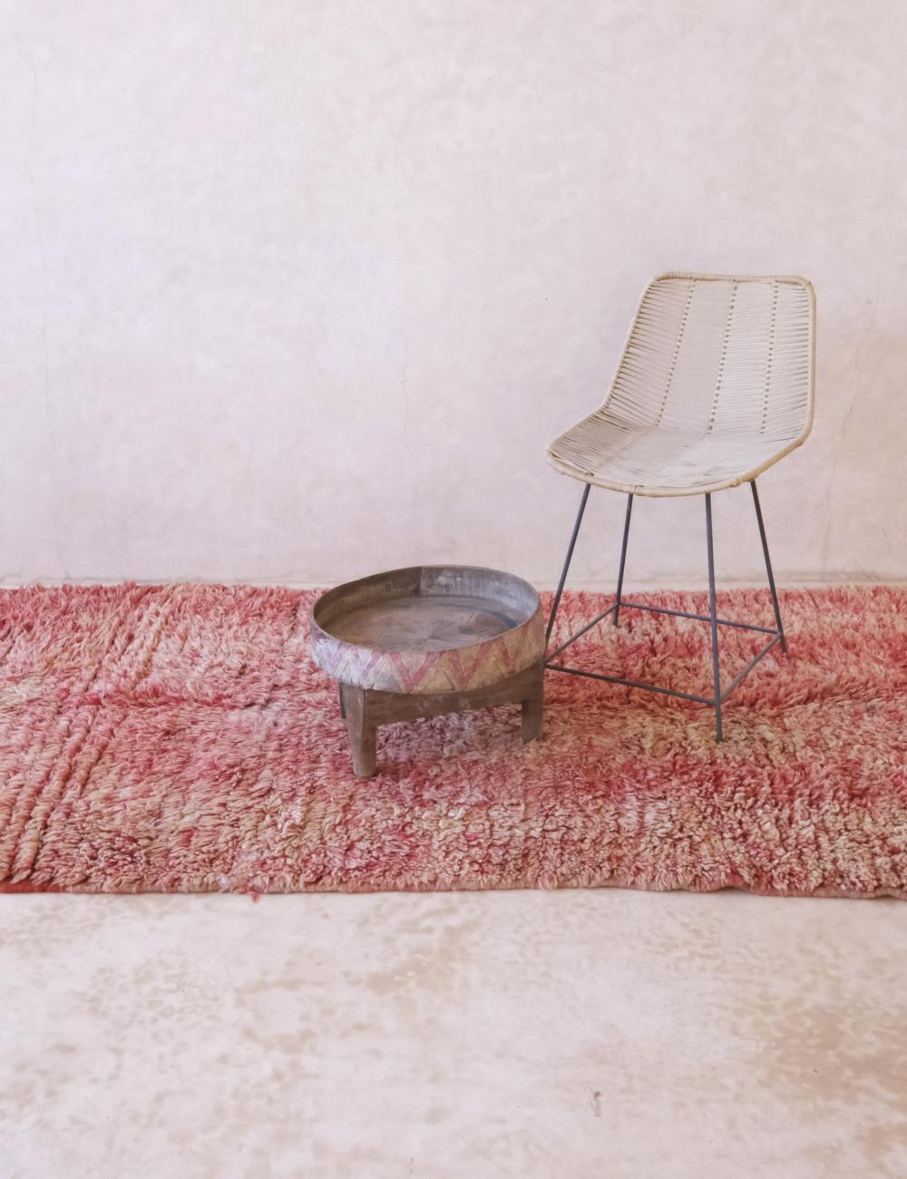 Faded Pink Solid Moroccan Rug 8.4 x 4.1 ft / 257 x 126 cm