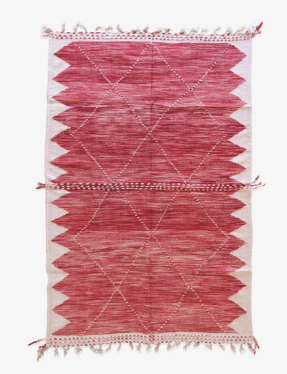 Moroccan Raspberry Kilim Rug 10 x 6.6 ft / 306 x 203 cm - Surcoma