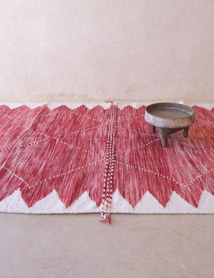 Moroccan Raspberry Kilim Rug 10 x 6.6 ft / 306 x 203 cm - Surcoma